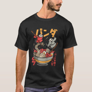 T-shirt Japanese Panda Monks Fighting Over Ra Noodles- Chi