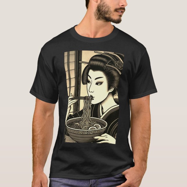 T-shirt Japanese ramen kimono ukiyoe (Devant)