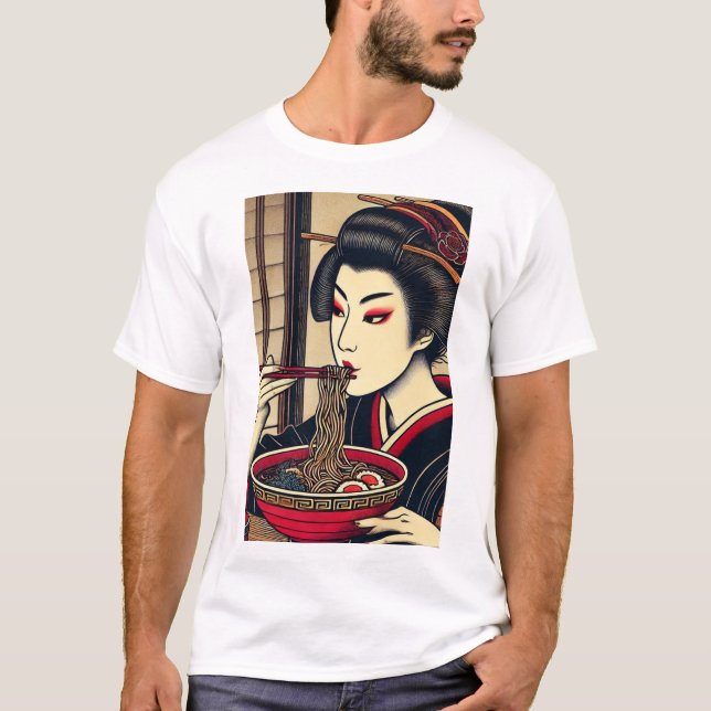 T-shirt Japanese ramen kimono ukiyoe (Devant)