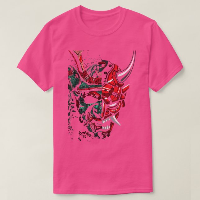 T-shirt Japanese Red Samurai Oni Mask Ogre  (2) (Design devant)