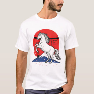 T-shirt Japanese Red Sun Torii & White Horse – Men’s T-shi