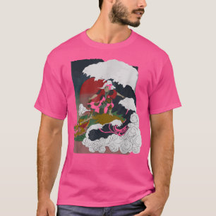 T-shirt Japanese Retro Vintage Artwork Samurai on the surf