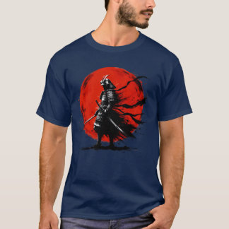 T-shirt Japanese Samurai Silhouette Vintage Fighter Retro 