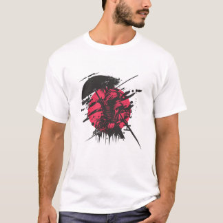 T-shirt Japanese Samurai Warrior Silhouette Red Sun T-shir