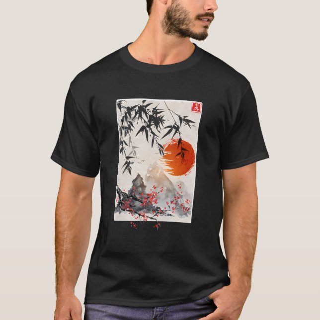 T-shirt Japanese Scenery Culture Sakura Cherry Blossom Tre (Devant)