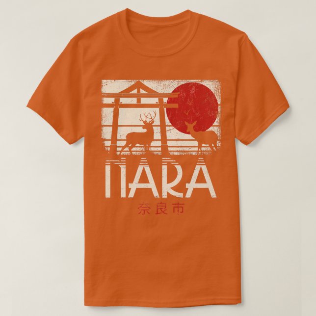 T-shirt Japanese Sika Deer Nihon Nippon Torii Retro Nara J (Design devant)