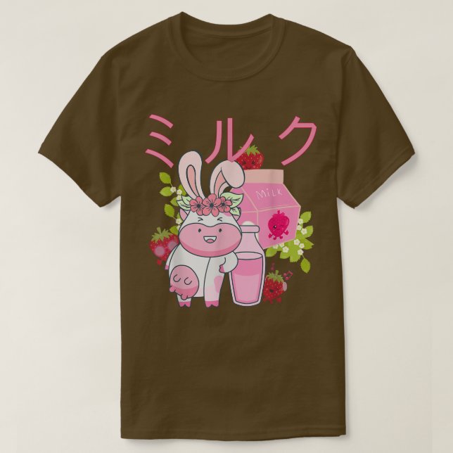 T-shirt Japanese Strawberry Milk Pop Art Design  (Design devant)