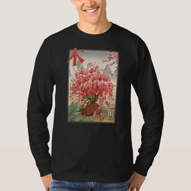 T-shirt Japanese Turtle and butterfly Japanese Blossom tre (Devant)