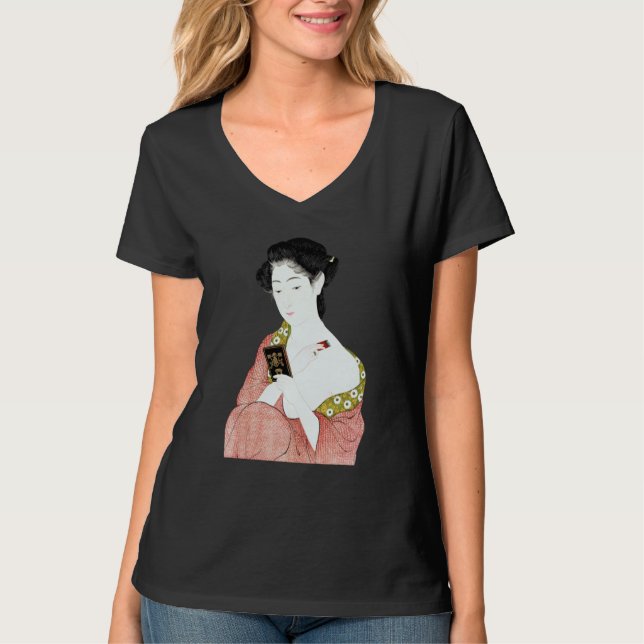 T-shirt Japanese Woman Geisha Shin hanga Ukiyo e Japanese  (Devant)