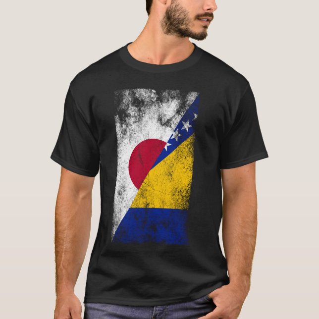 T-shirt Japon Bosnie-Herzégovine drapeaux - Japonais Bosn (Devant)