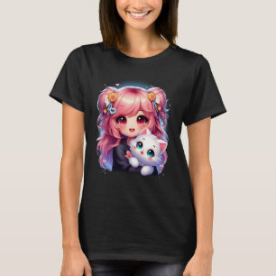T-shirt Japon Chibi Anime Et Chats Lover Manga kawaii grap