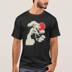 T-shirt Japon Coucher de soleil Japon Zen Bonsai Arbre