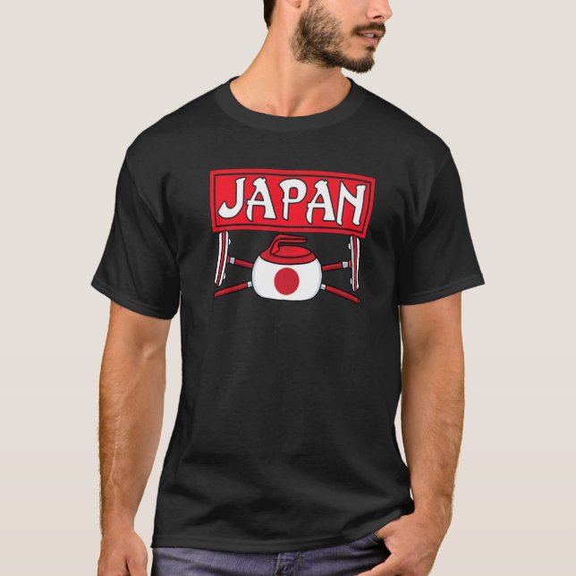 T-shirt Japon Curling Broom Sports de glace Japonais Japon (Devant)