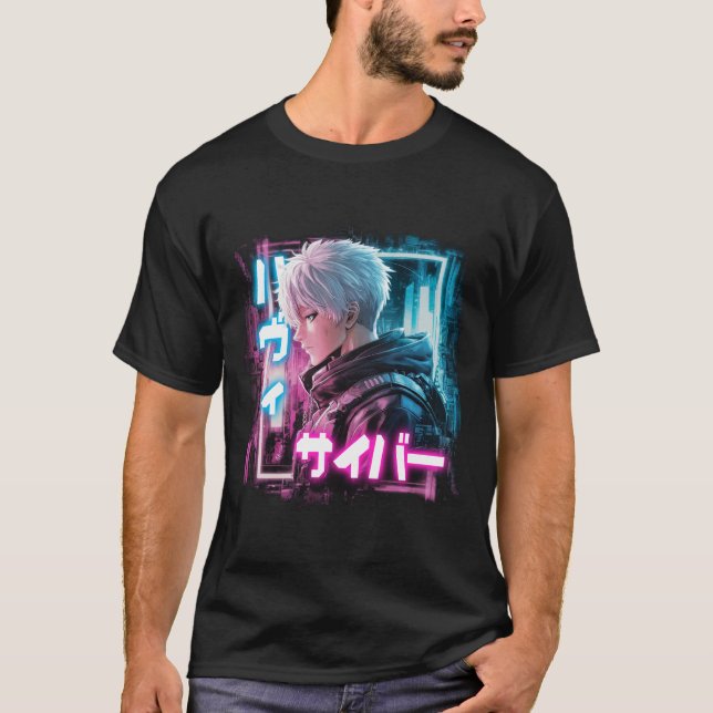 T-shirt Japon Cyberpunk anime garçon personnage (Devant)