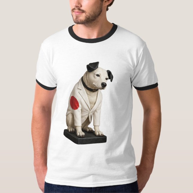 T-shirt Japon Drapeau noir Nipper - RCA Victor Chien au Ja (Devant)
