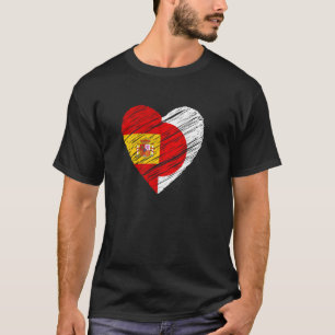 T-shirt Japon Espagne Coeur Espagnol Drapeau Japonais Drap
