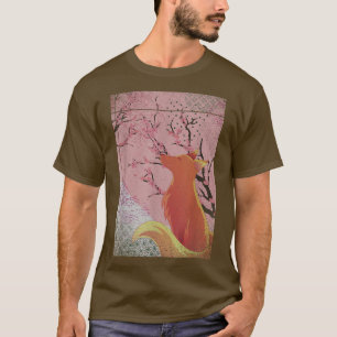 T-shirt Japon Esthétique Forêt Animal Sakura Cerise Bloss