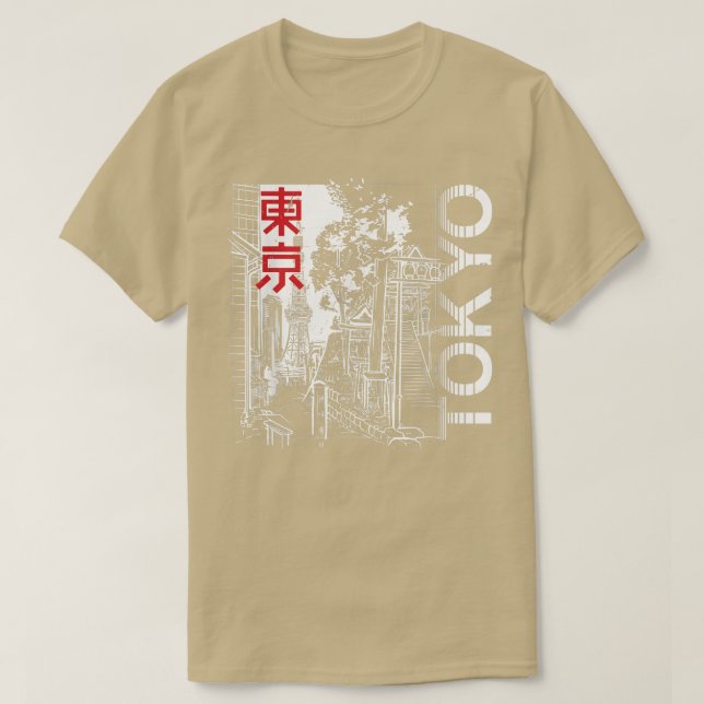 T-shirt Japon esthétique Tokyo Silhouette Rétro Japonaise  (Design devant)
