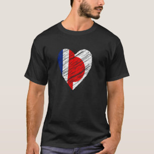 T-shirt Japon France Coeur Français Drapeau Japonais Drape