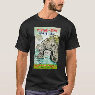 T-shirt Japon Japonais Rétro Vintage Train Route Cliffs Wa