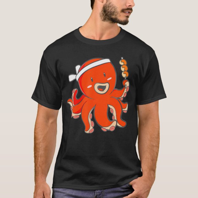 T-shirt Japon Kawaii Anime Octopus Sushi Chef Traditionnel (Devant)