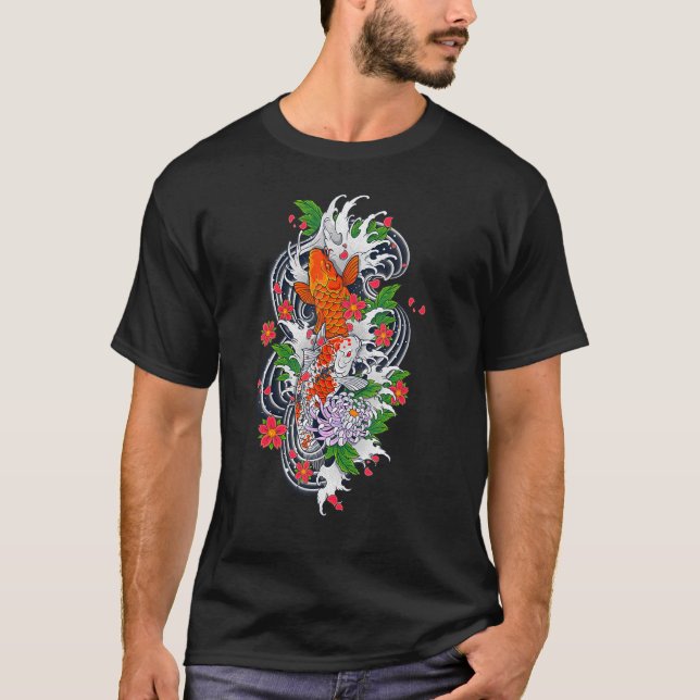 T-shirt Japon Koi Japonais Poisson Fleur de cerise 82 (Devant)