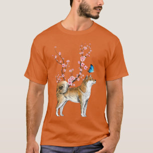 T-shirt Japon Sakura Cherry Blossom Inu Shiba Chien Japona