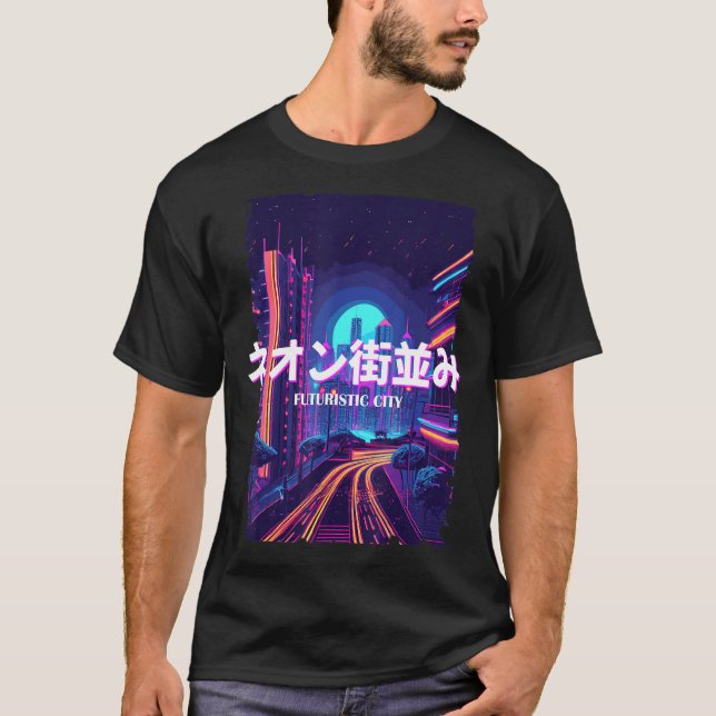 T-shirt Japon Vaporwave City Futurisme Cyber Vaporwave A (Devant)