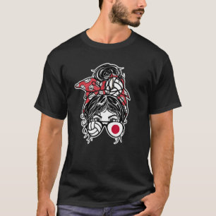 T-shirt Japon Volleyball Messy Bun Hair Girl Japonais Fl
