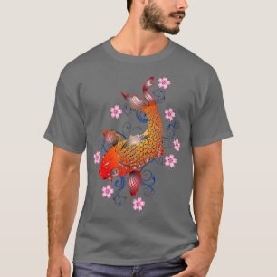 T-shirt Japonais coloré Koi Poisson Goldfish Conception de