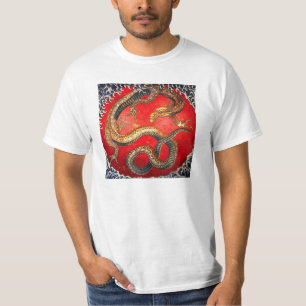 T-shirt japonais de dragon d'or de Hokusai