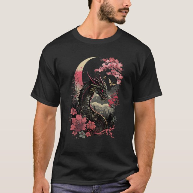 T-shirt Japonais esthétique Dragon japonais art japonais T (Devant)