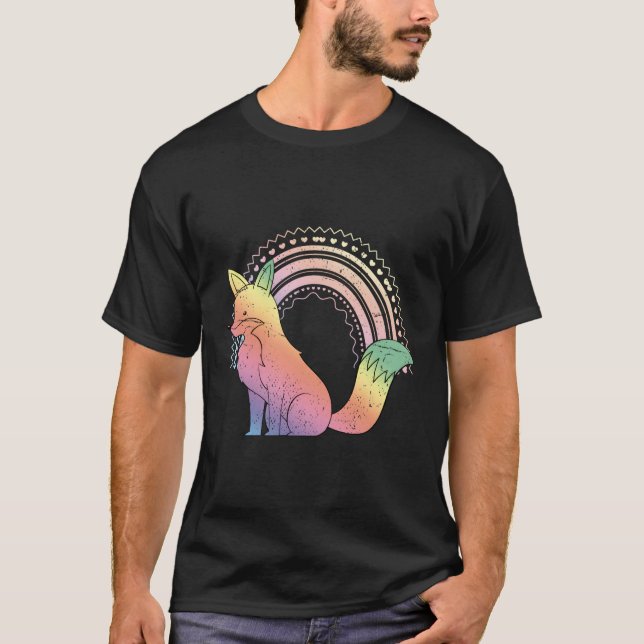 T-shirt Japonais esthétique Ga Animal Rainbow Pastel Goth  (Devant)