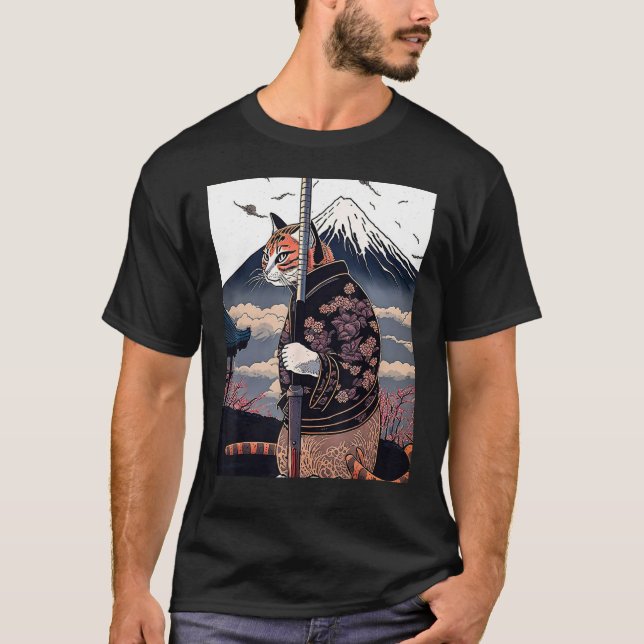 T-shirt Japonais esthétique Sakura Cherry Blossoms samurai (Devant)