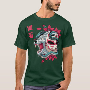 T-shirt Japonais Fo Masque Kitsune Wolf Snake Japon Graphi