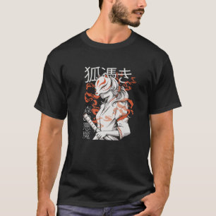 T-shirt Japonais Fox mte drôle Anime Kawaii Kitsune Kami