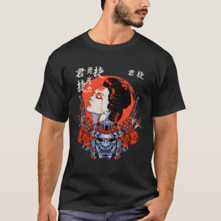 T-shirt Japonais Geisha Et Samurai Art Imprimer Stoic Figh