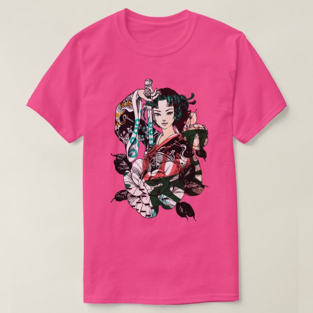 T-shirt Japonais Geisha Sword Samurai Warrior 1 (Design devant)
