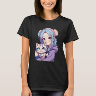 T-shirt Japonais Girl & Cats de beaux cadeaux pour Ados fi