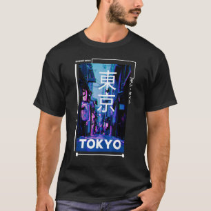 T-shirt Japonais Glitch Cyberpunk Tokyo Streetwear Aesthet