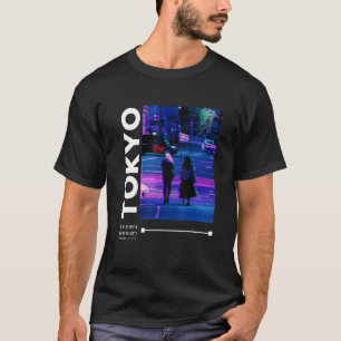 T-shirt Japonais Glitch Cyberpunk Tokyo Streetwear Aesthet