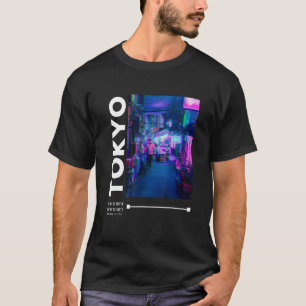 T-shirt Japonais Glitch Cyberpunk Tokyo Streetwear Aesthet