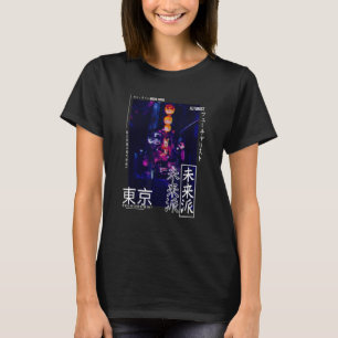 T-shirt Japonais Glitch Cyberpunk Tokyo Streetwear Aesthet