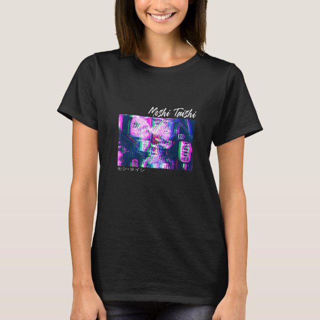 T-shirt Japonais Glitch Cyberpunk Tokyo Streetwear Aesthet (Devant)