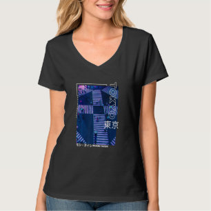 T-shirt Japonais Glitch Cyberpunk Tokyo Streetwear Aesthet