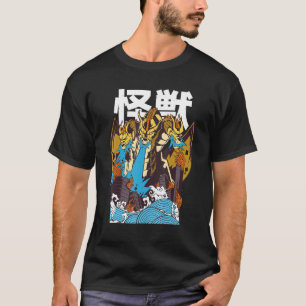 T-shirt Japonais Kanji Dragon détruire brûle City Design