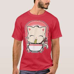 T-shirt Japonais Kawaii Neko Cat Ramen Bowl Anime Japonais