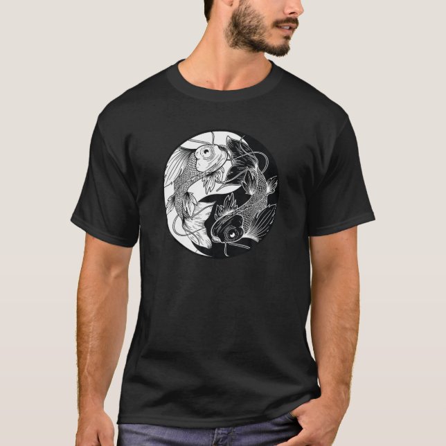 T-shirt Japonais Koi Poisson Yin Yang Pêche Pour Pêcheurs (Devant)