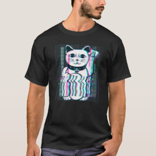T-shirt Japonais Maneki Neko Lucky Cat Vaporwave Japon Aes