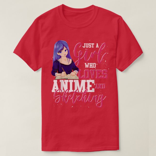 T-shirt Japonais Manga Otaku Sketching Girls Kawaii Japon (Design devant)